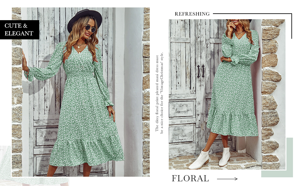 Womens fall clothes wedding dress fall dresses for women 2021 vintage floral midi dress boho long 