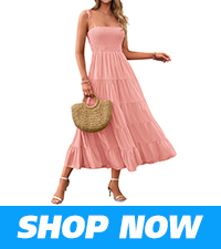 sleeveless high waist layered boho sundress spaghetti strap backless smocked a-line long dresses