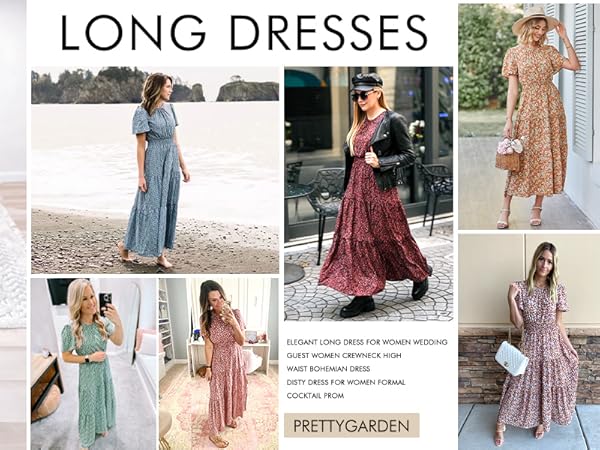 prettygarden smocked dress women summer casual flutter sleeve long maxi beach dres