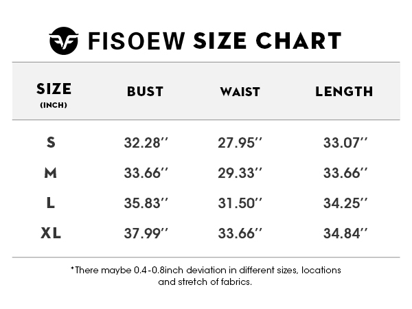 Fisoew Standard Size Chart