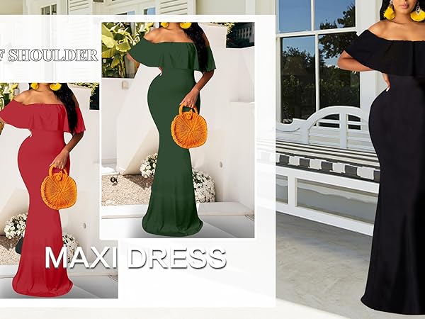 off shoulder maxi dress for women (7)