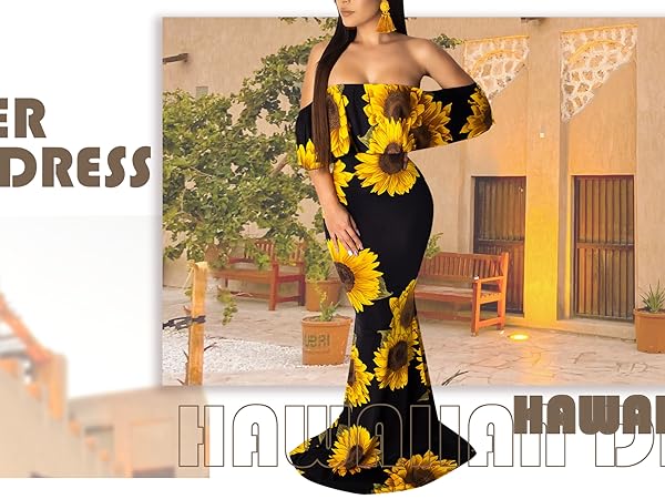 off shoulder maxi dress for women