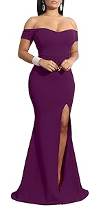 off shoulder long formal dress