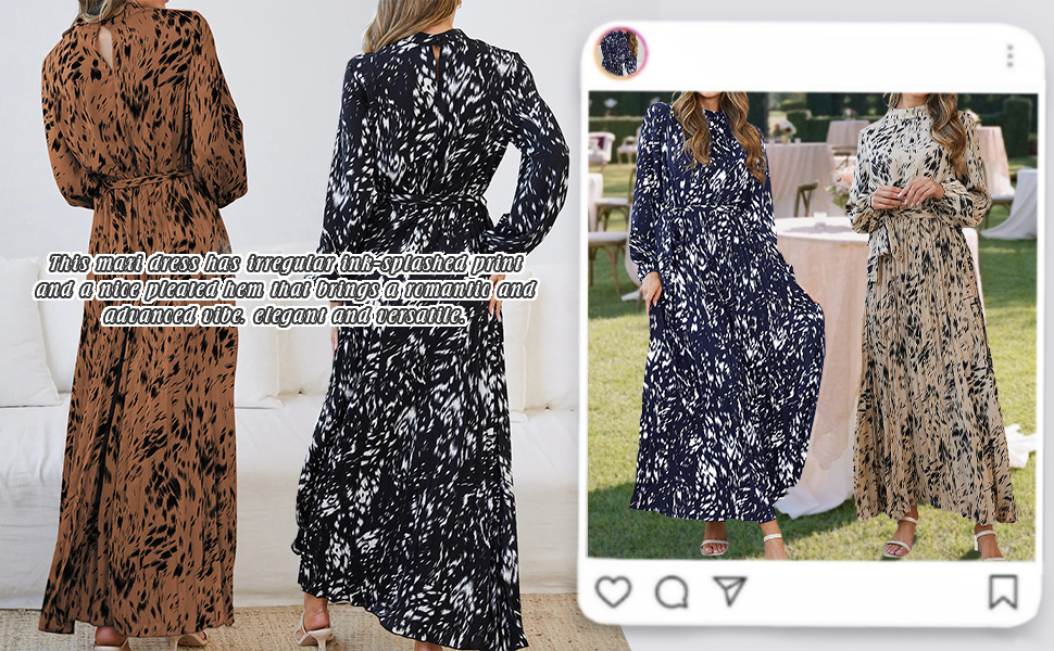 R.Vivimos Spring Dresses for Women Long Sleeve Elegant Maxi Dress