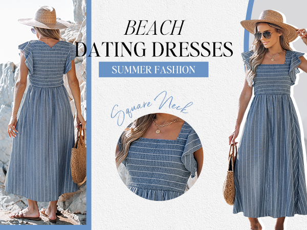 steel blue beach dating dress