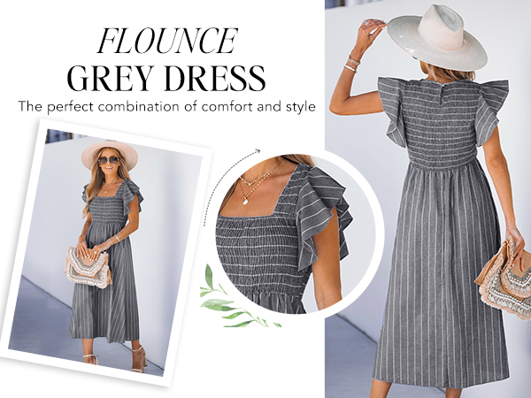 grey flounce maxi dress