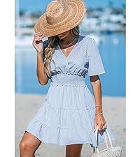 blue striped mini dress a line summer 2024