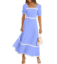 summer dress square neck dress short puff sleeve dress beach vacation outfits wedding guest dresses