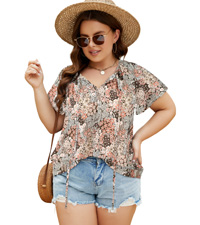 womens plus size summer shirts beach chiffon blouses