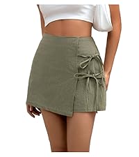 Womens Solid Wrap Front Skirt Shorts