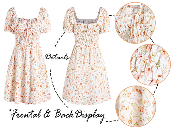 smocked neck flower dress spring summer 2023