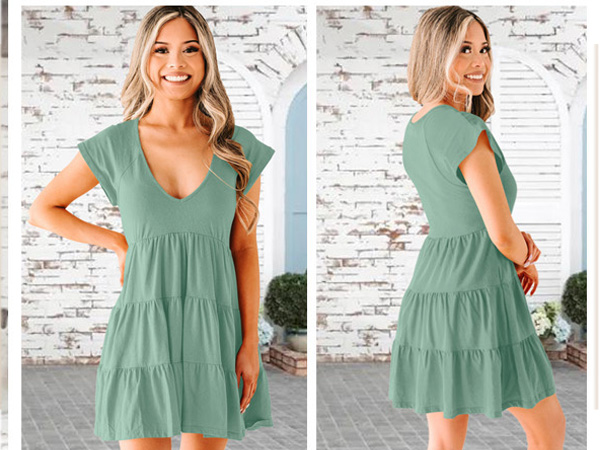 women summer mini dress short dress swing flowy dress t shirt dress