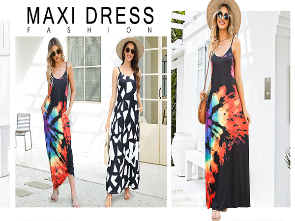 Black long maxi dress for women 