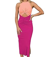 Cut Out Summer Dresses Women Long Cocktail Party Club Beach Ruched Knit Maxi Dress Slit