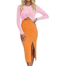 Duigluw Cutout Bodycon Midi Dress Women Colorblock Long Sleeve Twist Front Knit Long Dresses