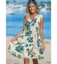 Floral V Neck Mini Dress Summer  2024