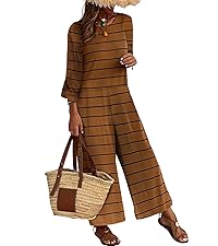 Long Sleeve Striped Jumpsuits