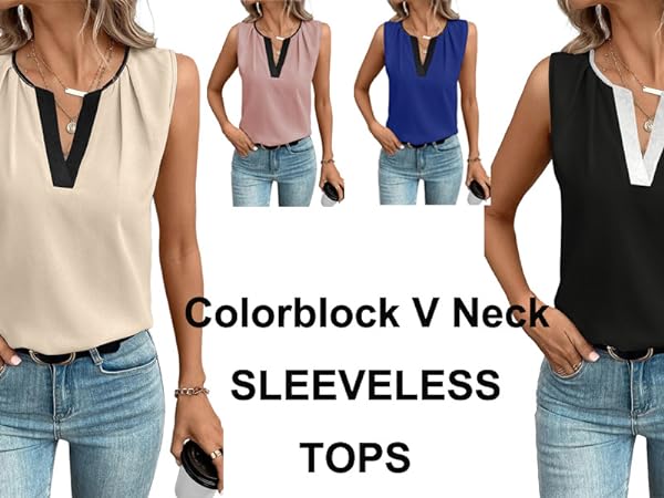 colorblock sleeveless tops