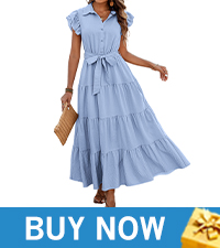 v neck ruffle sleeve shirt dress for women flowy layered boho dress for women sumer casual