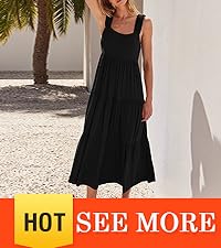 Summer 2024 Casual Sleeveless Sundress Women Flowy Tired Maxi Dress Backless Beach Long Tank Dress