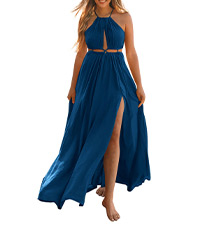 women sleeveless cutout halter maxi dress casual summer dresses elegant party cocktail sun dresses