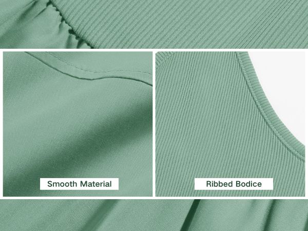 Smooth Material Ribbed Bodice