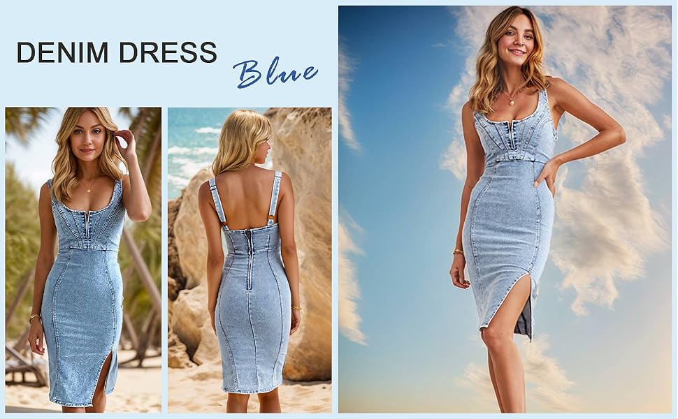 womens stretch jean dress