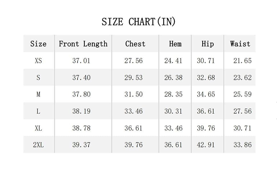 size chart