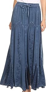  skirt long maxi boho elastic adjustable solid lace woman casual everyday floral boho hippie soft