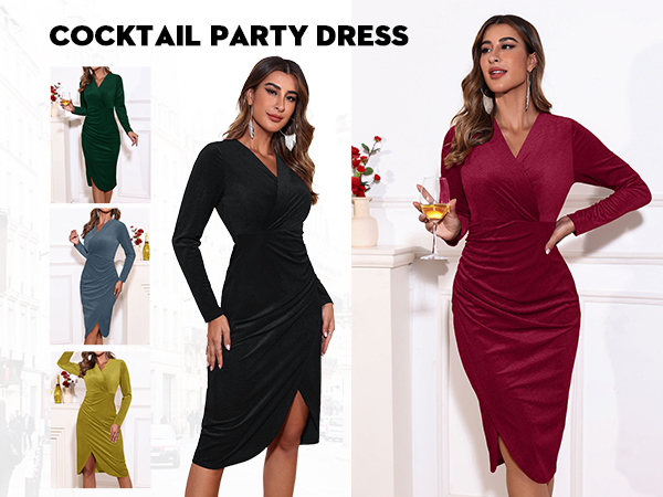 Women''s Wrap Formal Midi Dresses