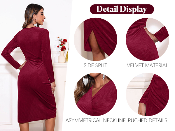 Women''s Wrap Formal Midi Dresses