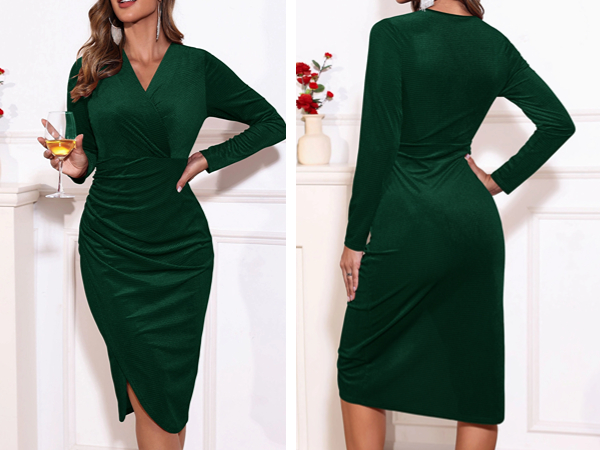 Women''s Wrap Formal Midi Dresses