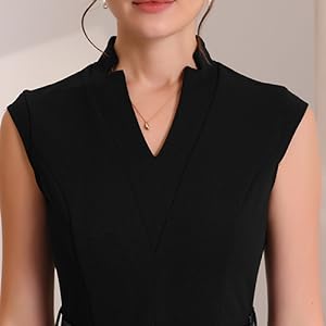 Allegra K Elegant Dress for Women''s Split Neck Wear to Work Sleeveless Dresses