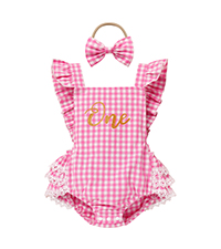 Baby Girl Pink Gingham Romper