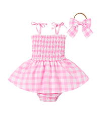 Baby Pink Plaid Romper