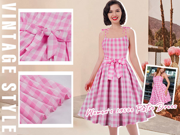 Women Pink Plaid Dress