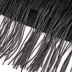 Women''s Mesh See Through Crewneck Patchwork Tassel Tiered Fringe Long Dress