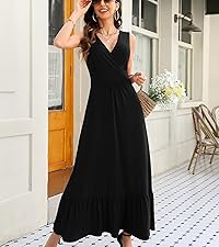 Summer Sleeveless Deep V Neck Maxi Dress