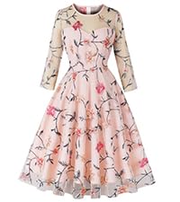 women vintage embroidered floral dress