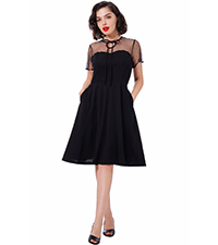 vintage mesh sleeve swing dress