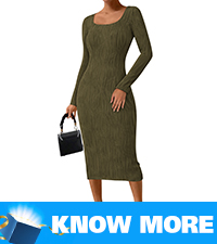 square neck long sleeve bodycon fall dresses textured midi dresses for women