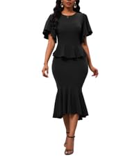 Womens ruffle sleeve cocktail bodycon dress