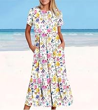 Womens Boho Floral Print Dresses Summer Babydoll Long Sleeve Sundresses Beach Wedding Guest Dress