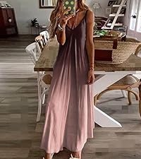 Women Print Tie Dye Dress Sleeveless Cami V Neck Sundress Boho Casual Beach Flowy Summer Maxi Dress