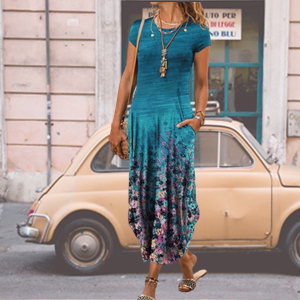   blue long maxi dress for women