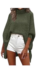 Angashion Women&#39;s Turtleneck Oversized Chunky Knit Pullover Sweater