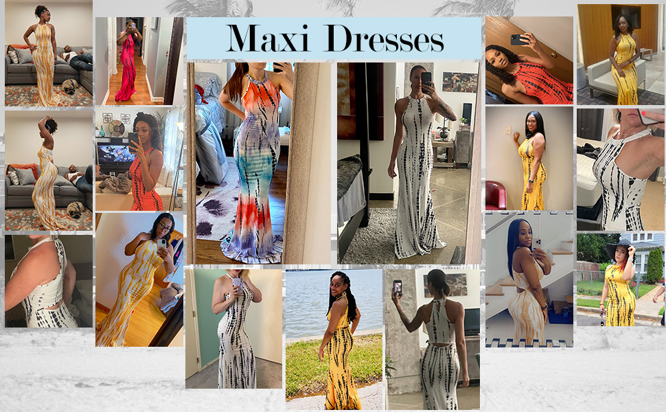 Maxi Dresses,Soft and Comfortable，halter,sleeveless,off shoulder,high neck,racerback,boho style