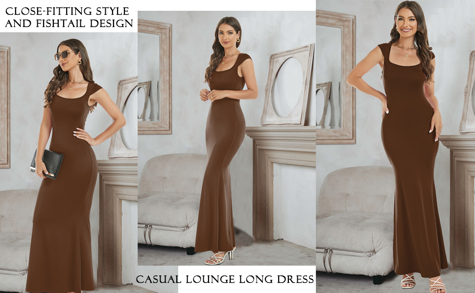 coffee maxi lounge dress