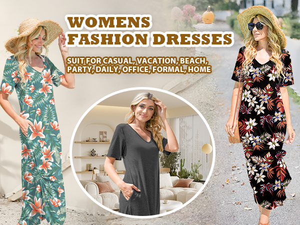 floral boho maxi dress with pockets sundresses with sleeves t shirt dress with pockets