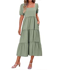 womens summer dresses casual loose puff sleeve maxi dress square neck tiered swing maternity dress